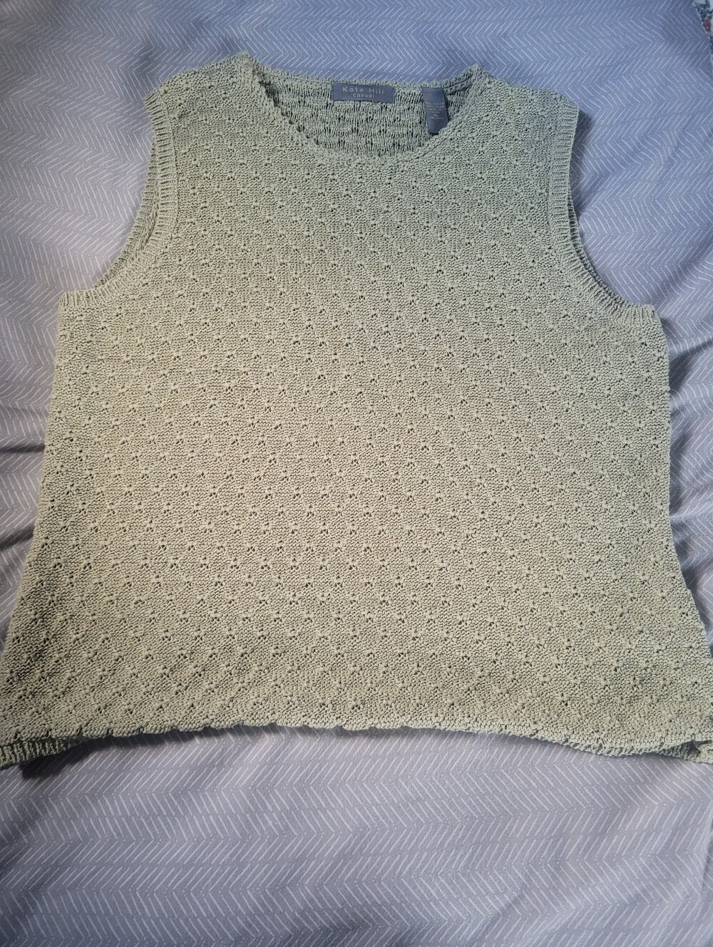 Sleeveless Knit Top Kate Hill Casuals Green XL